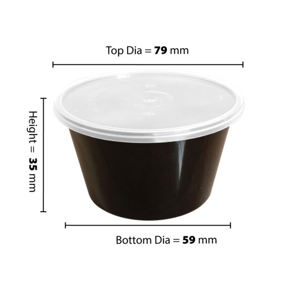 100 ML PET Container Round with Clear lid Black (Pack of 50 Nos)