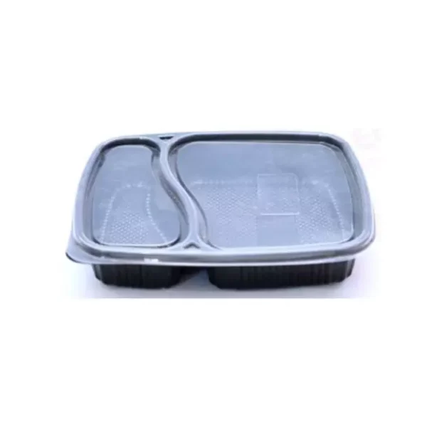 2CP Meal Tray PET with Lid Black (Pack of 25 Nos)