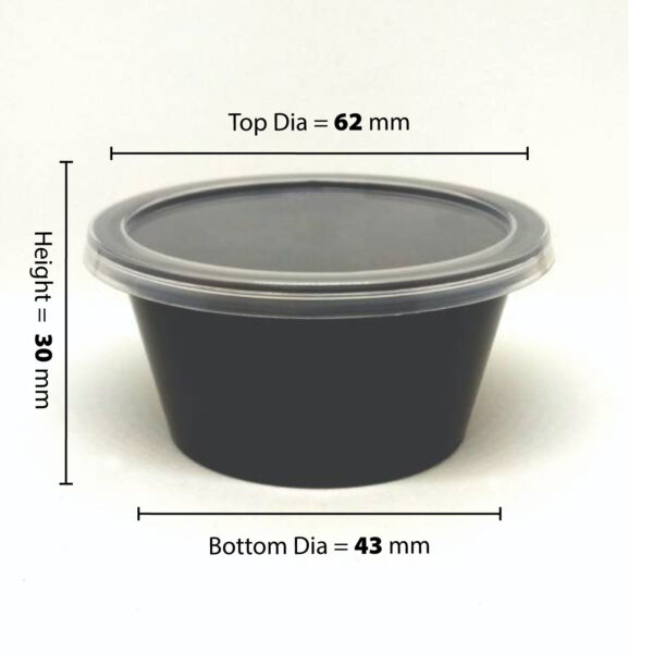 50 ML PET Container Round with Clear lid Black (Pack of 100 Nos)