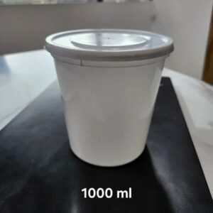 RP Royal PET Round Container  White with Lid 1000 ML 50 Pcs/Pkt