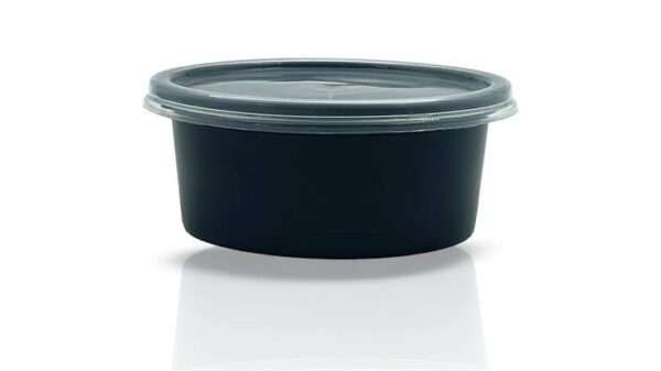 RP Royal PET Round Container  Black with Lid 100 ML 50 Pcs/Pkt