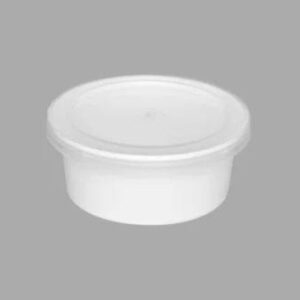 RP Royal PET Round Container  White with Lid 100 ML 50 Pcs/Pkt
