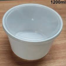 RP Royal PET Round Container  White with Lid 1200 ML 50 Pcs/Pkt