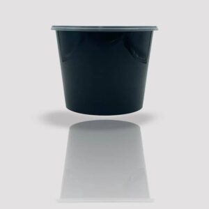 1500 Ml PET Container Round with Clear lid Black (Pack of 50 Nos)