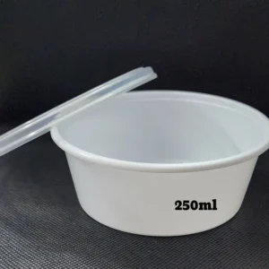 RP Royal PET Round Container  White with Lid 250 ML 50 Pcs/Pkt