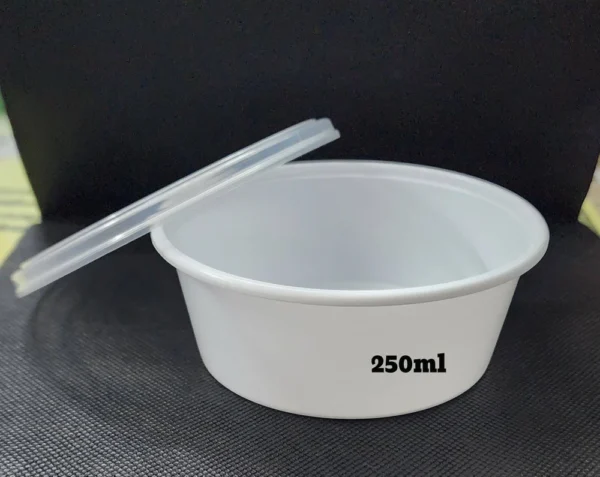 RP Royal PET Round Container  White with Lid 250 ML 50 Pcs/Pkt