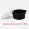RP Royal PET Round Container  Black with Lid 300 ML 50 Pcs/Pkt