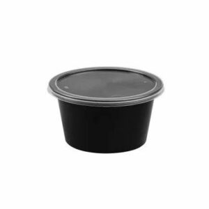 RP Royal PET Round Container  Black with Lid 50 ML 100 Pcs/Pkt