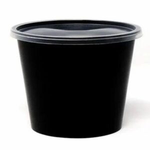 RP Royal PET Round Container  Black with Lid 750 ML 50 Pcs/Pkt