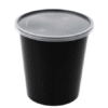 1000 Ml PET Container Round with Clear lid Black (Pack of 50 Nos)